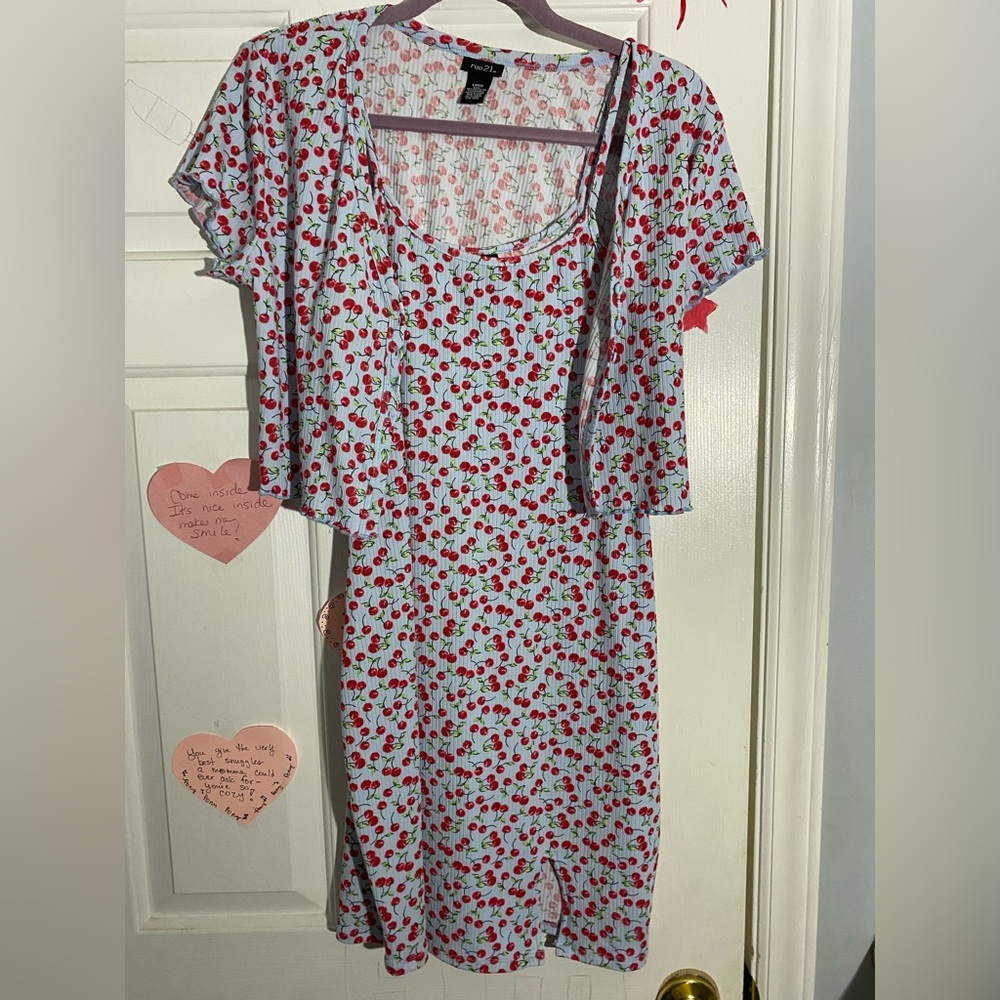 Rue21 Cherry Print bodycon dress and Top set